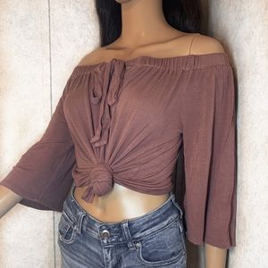 DUSTY PINK OFF THE SHOULDER BLOUSE